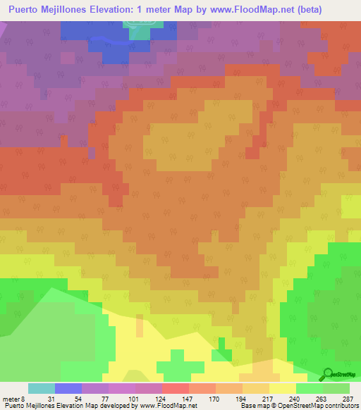 Puerto Mejillones,Chile Elevation Map