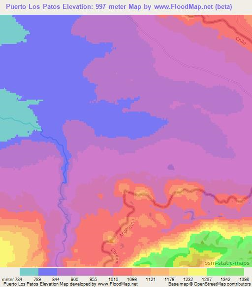 Puerto Los Patos,Chile Elevation Map