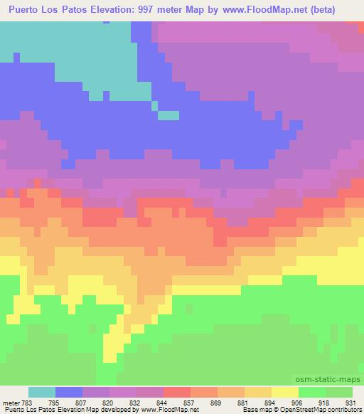 Puerto Los Patos,Chile Elevation Map