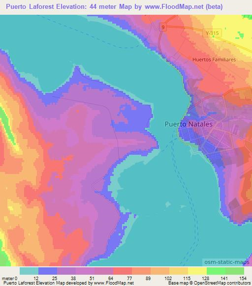Puerto Laforest,Chile Elevation Map