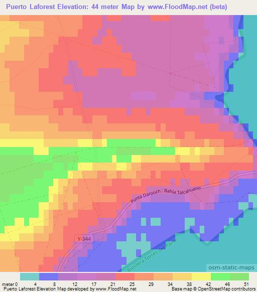 Puerto Laforest,Chile Elevation Map