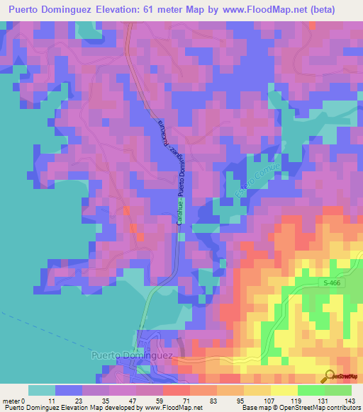 Puerto Dominguez,Chile Elevation Map