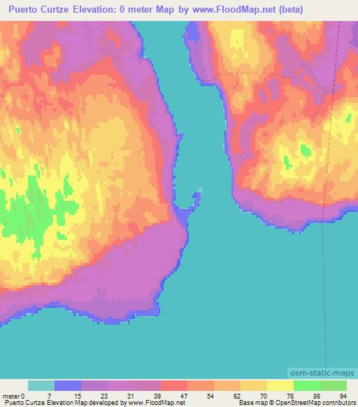 Puerto Curtze,Chile Elevation Map