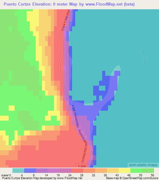 Puerto Curtze,Chile Elevation Map