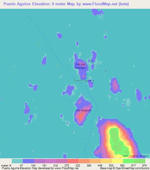 Puerto Aguirre,Chile Elevation Map