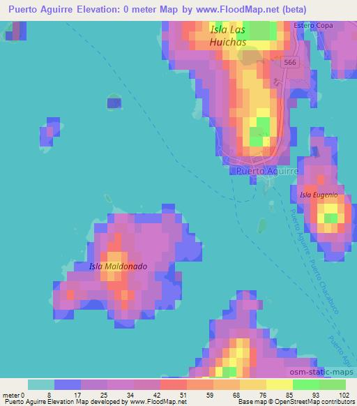 Puerto Aguirre,Chile Elevation Map