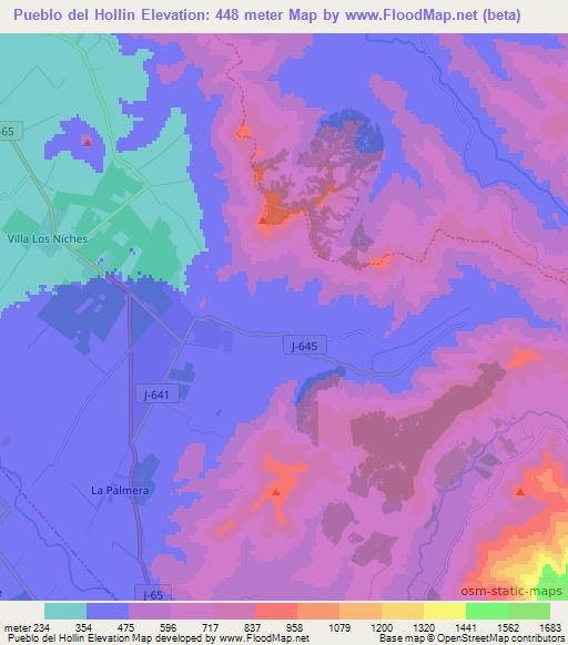Pueblo del Hollin,Chile Elevation Map