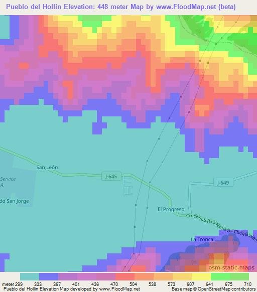 Pueblo del Hollin,Chile Elevation Map