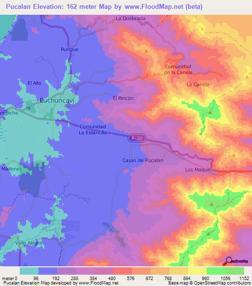 Pucalan,Chile Elevation Map
