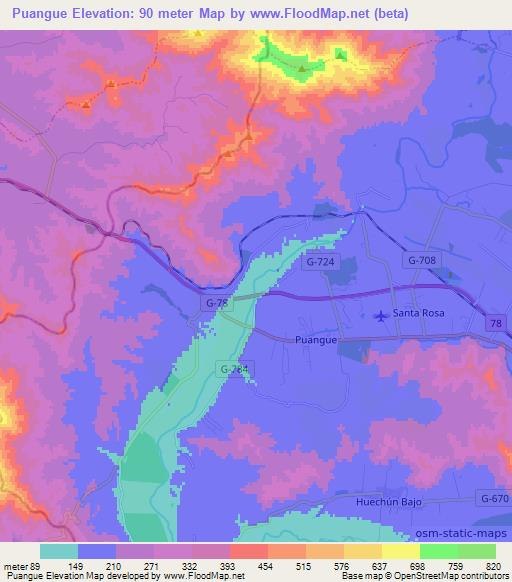 Puangue,Chile Elevation Map