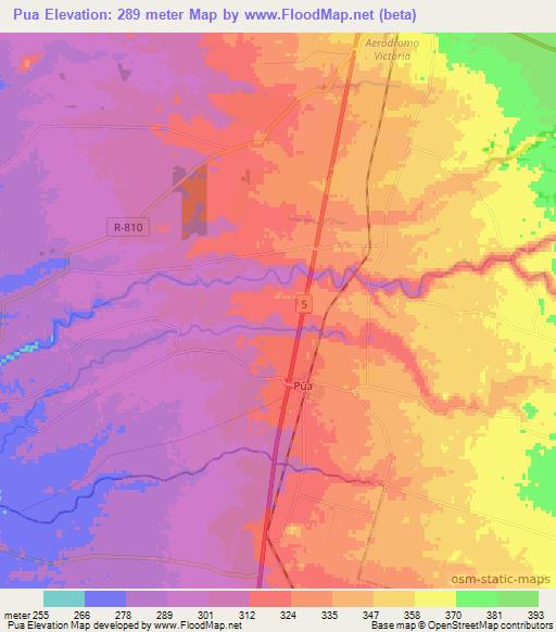 Pua,Chile Elevation Map