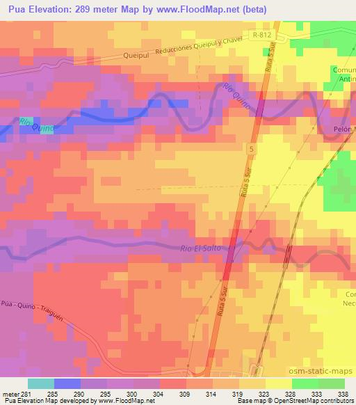 Pua,Chile Elevation Map