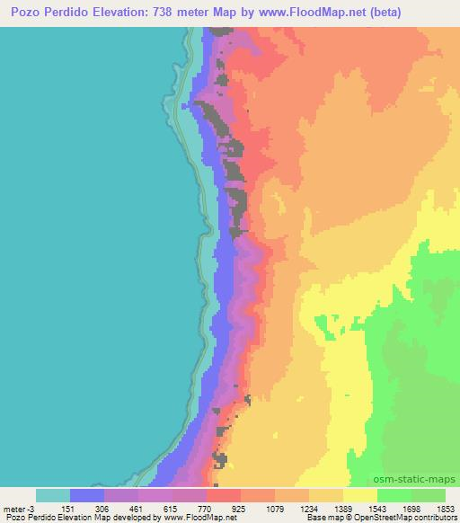 Pozo Perdido,Chile Elevation Map