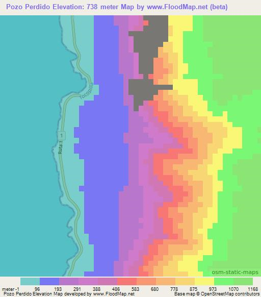 Pozo Perdido,Chile Elevation Map