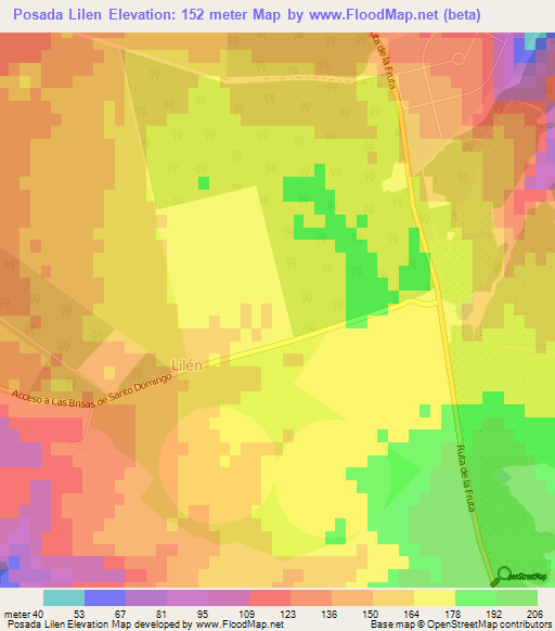 Posada Lilen,Chile Elevation Map