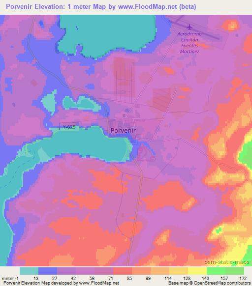 Porvenir,Chile Elevation Map