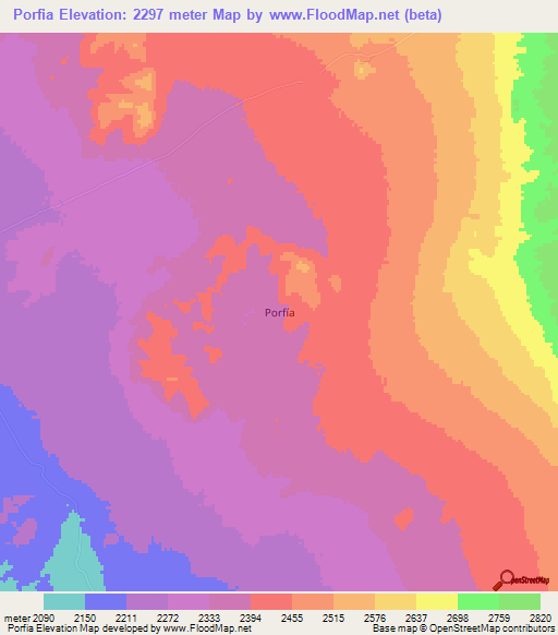 Porfia,Chile Elevation Map