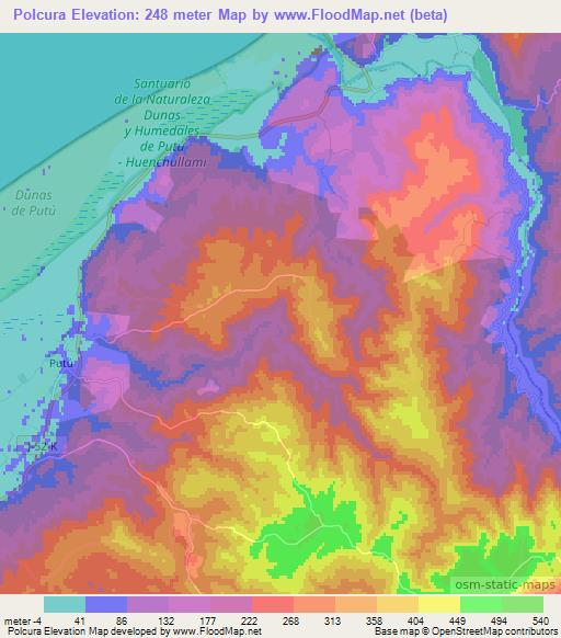 Polcura,Chile Elevation Map