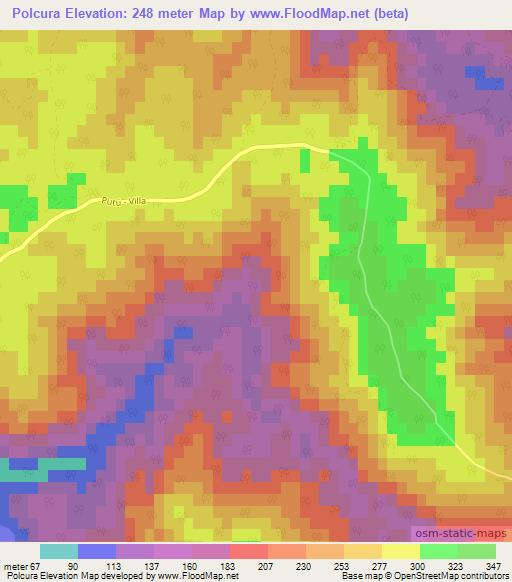 Polcura,Chile Elevation Map