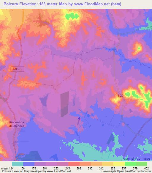 Polcura,Chile Elevation Map