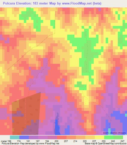 Polcura,Chile Elevation Map