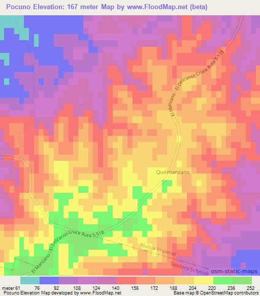 Pocuno,Chile Elevation Map
