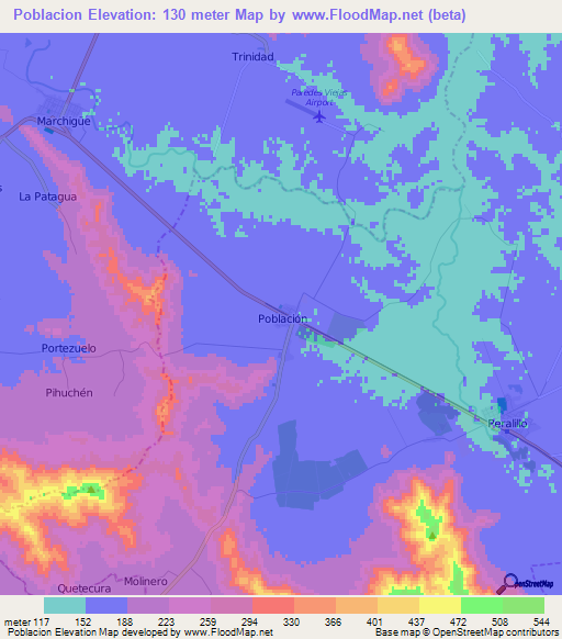 Poblacion,Chile Elevation Map