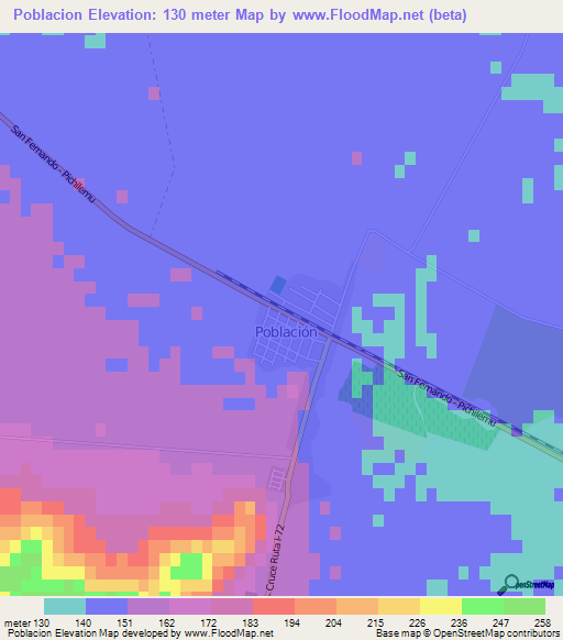 Poblacion,Chile Elevation Map