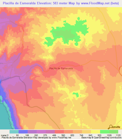 Placilla de Esmeralda,Chile Elevation Map