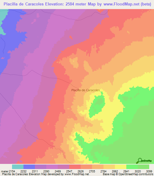 Placilla de Caracoles,Chile Elevation Map