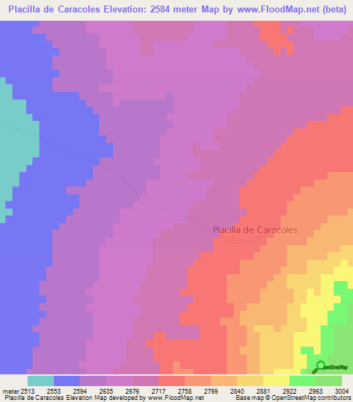 Placilla de Caracoles,Chile Elevation Map