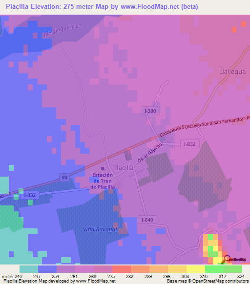 Placilla,Chile Elevation Map