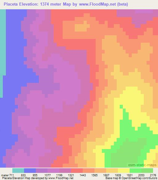 Placeta,Chile Elevation Map