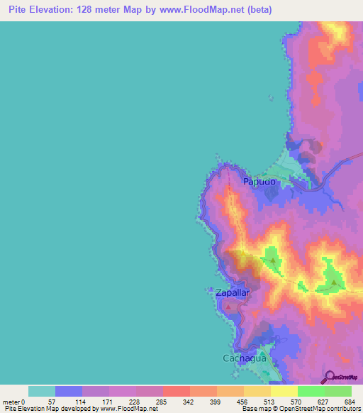 Pite,Chile Elevation Map