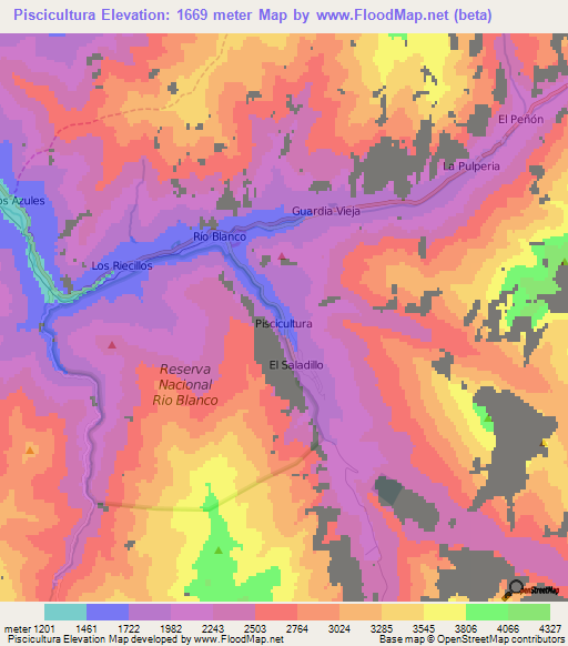 Piscicultura,Chile Elevation Map