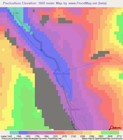 Piscicultura,Chile Elevation Map