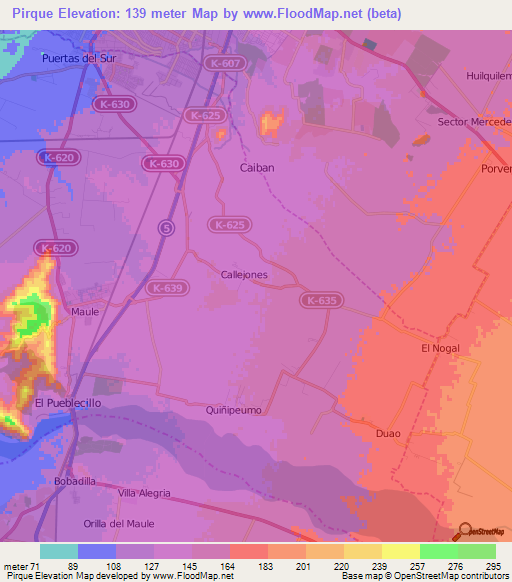 Pirque,Chile Elevation Map
