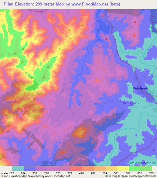 Pilen,Chile Elevation Map