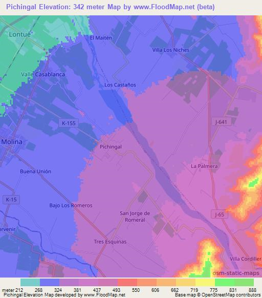 Pichingal,Chile Elevation Map