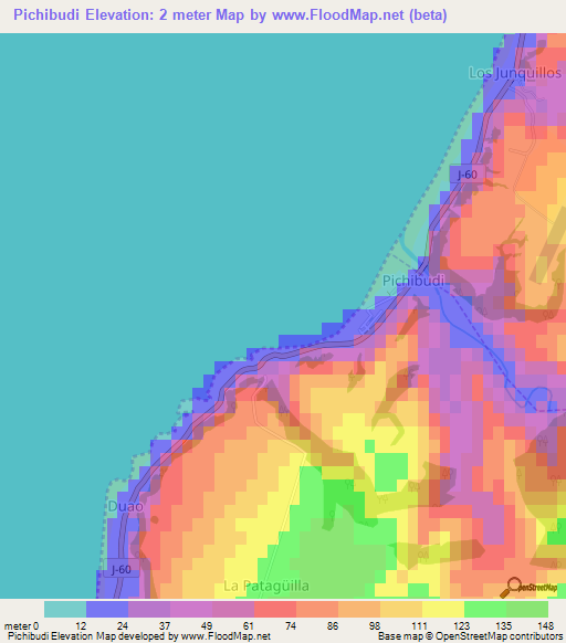 Pichibudi,Chile Elevation Map