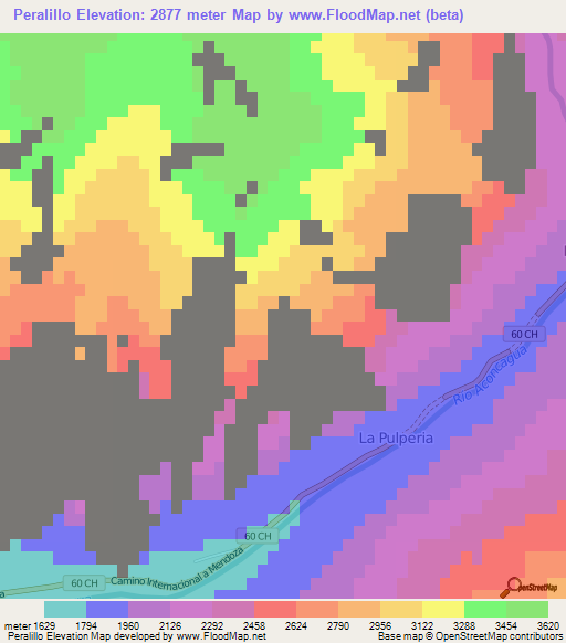 Peralillo,Chile Elevation Map