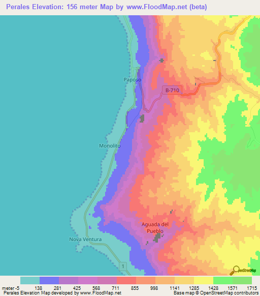 Perales,Chile Elevation Map