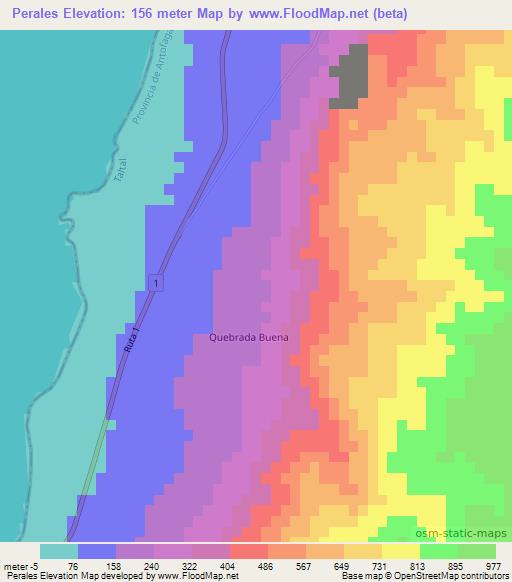 Perales,Chile Elevation Map