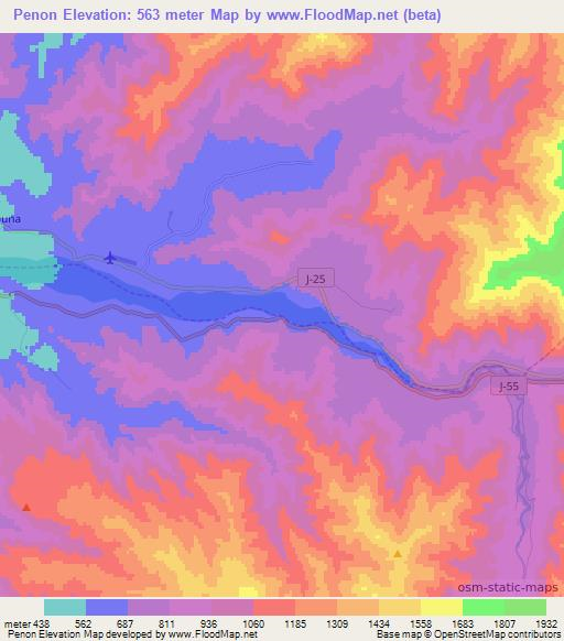 Penon,Chile Elevation Map