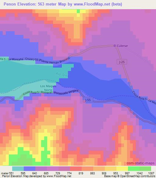 Penon,Chile Elevation Map