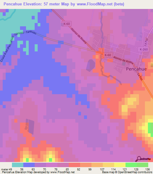 Pencahue,Chile Elevation Map