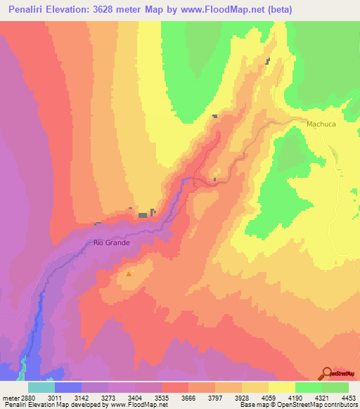 Penaliri,Chile Elevation Map