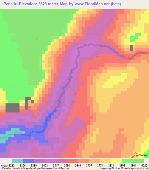 Penaliri,Chile Elevation Map