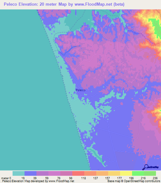 Peleco,Chile Elevation Map