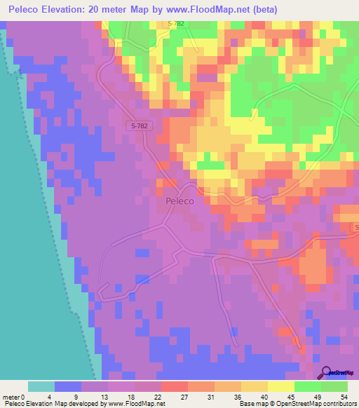 Peleco,Chile Elevation Map